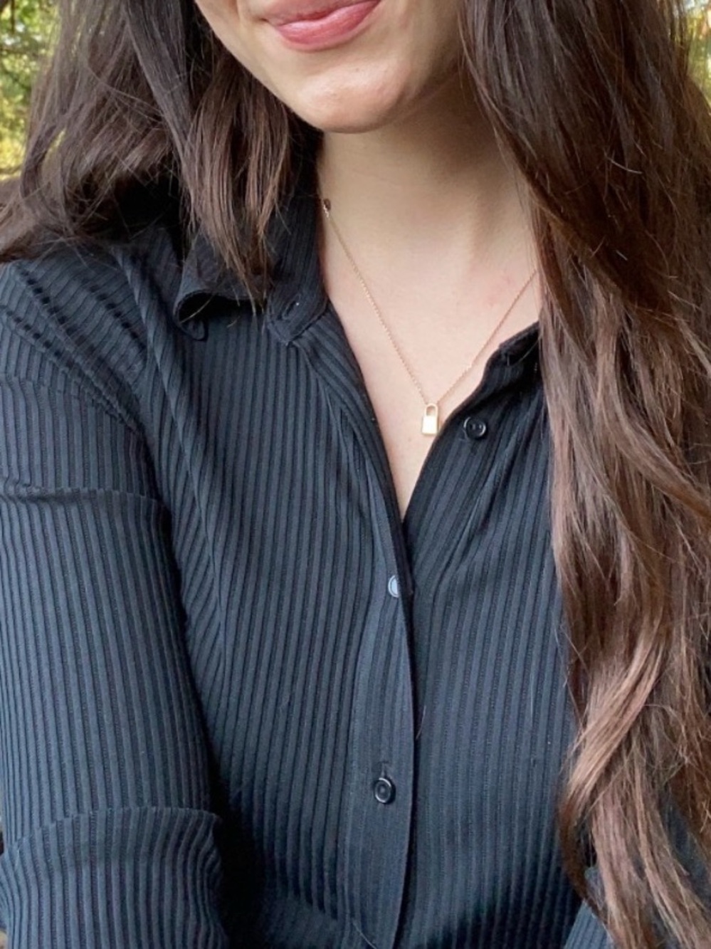 Express Black Ribbed Button-Up Shirt